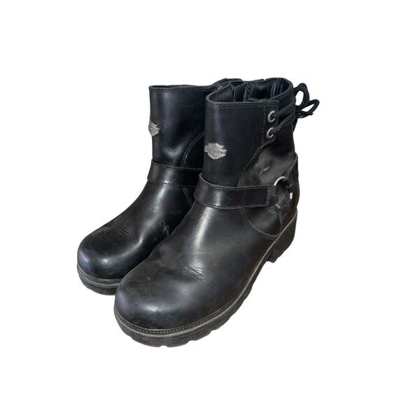 Womens Harley Davidson Tegan 5" Black Lace Harness Riding Boot Motorcycle Size 9 - Picture 1 of 8